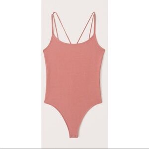 Abercrombie & Fitch Strappy-Back Cami Bodysuit Coral M A&F tank top